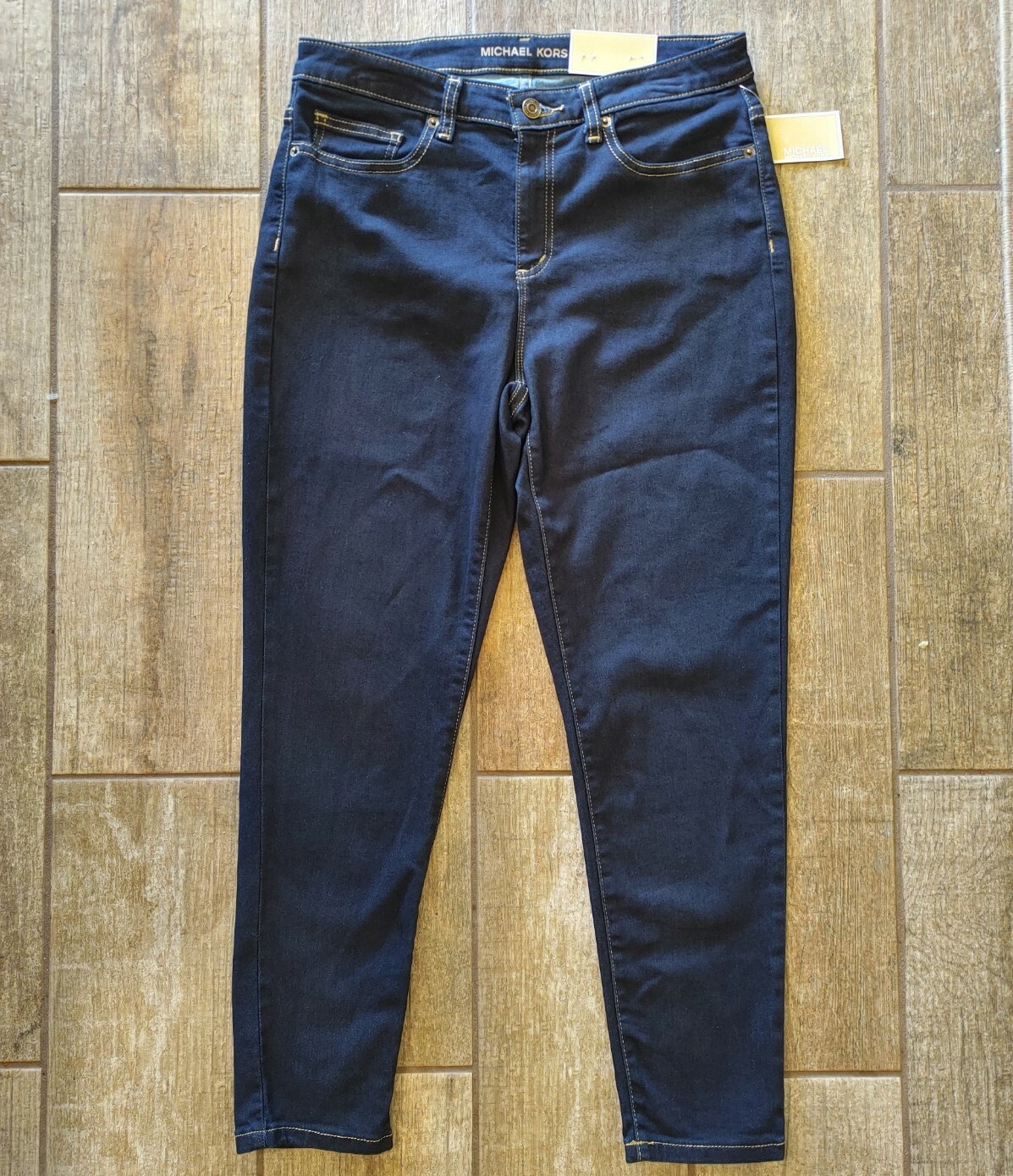 MICHAEL KORS IZZY Blue Jeans 26″ inseam ANKLE crop MK logo pocket- Skinny NEW