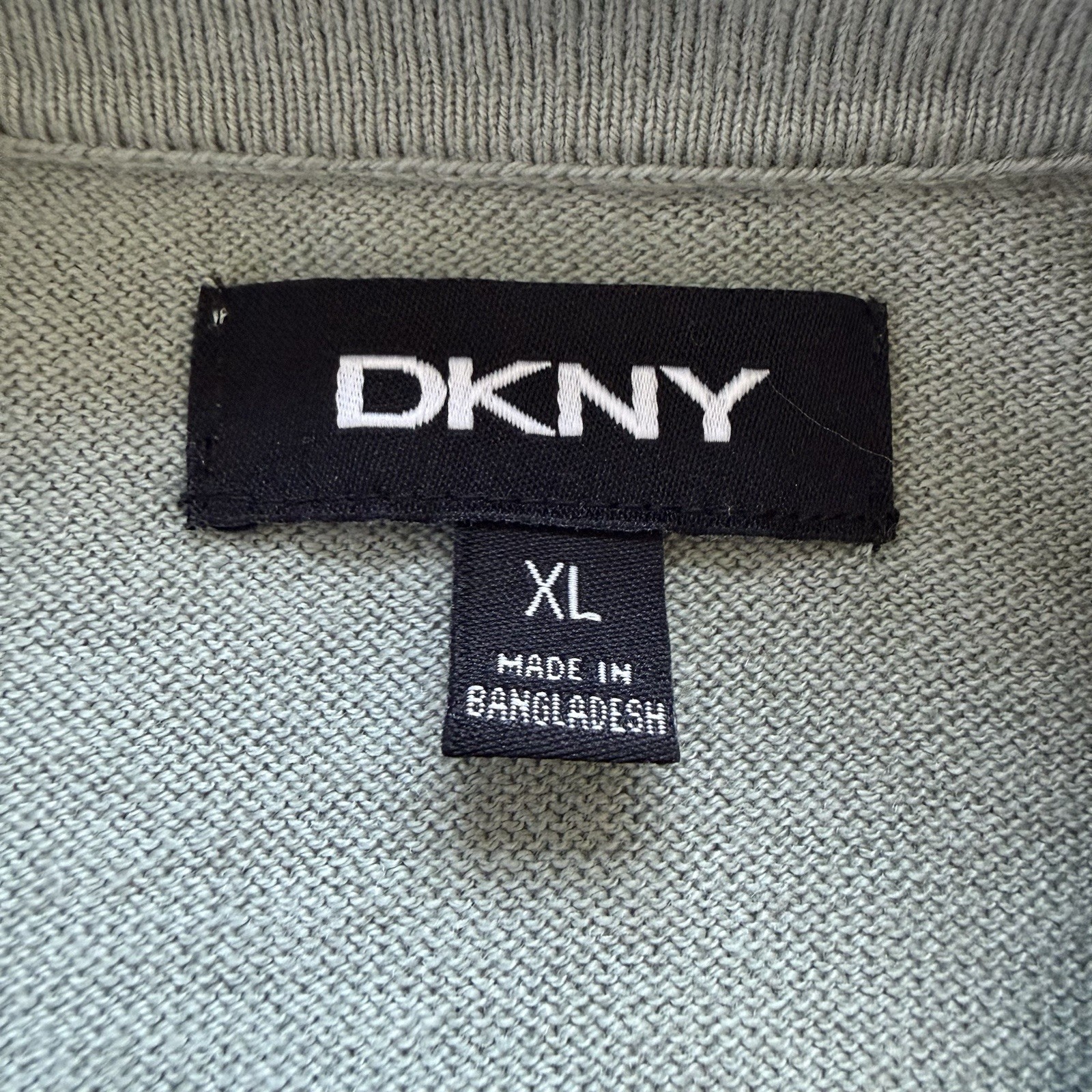 DKNY Men’s Button Front Knit Shirt XL Green Short Sleeve Casual Stretch Polo NWT
