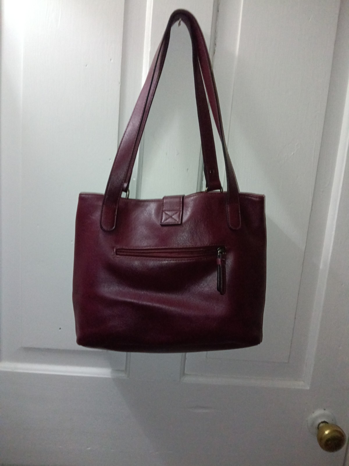 Style & Co Burgundy Shoulder Bag Turn Lock Zip Buckle Accent Silver Hardware