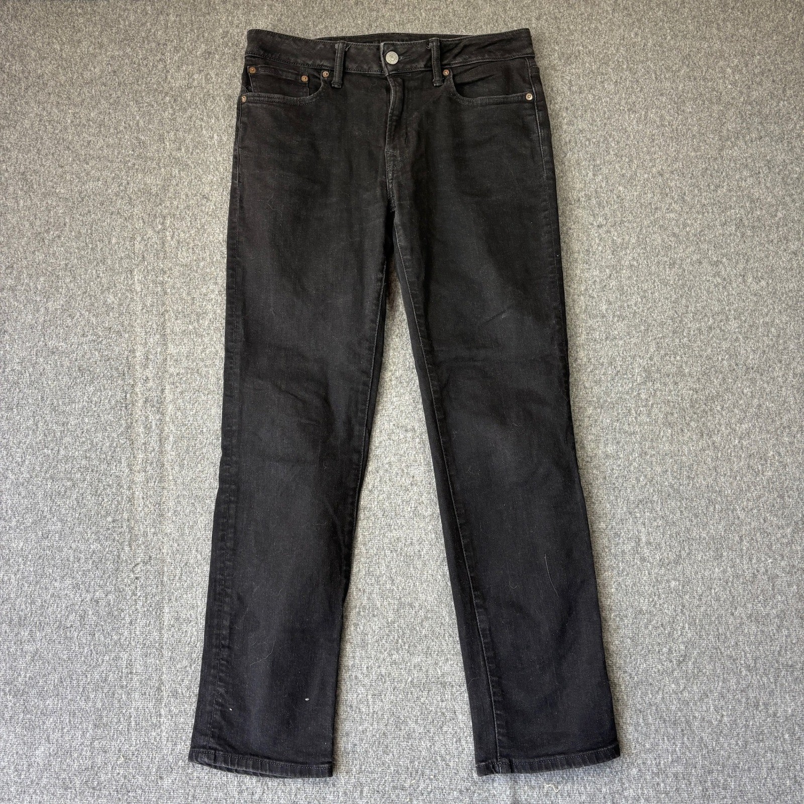 American Eagle Mens Airflex+ Original Straight Leg Black Denim Jeans 34×31