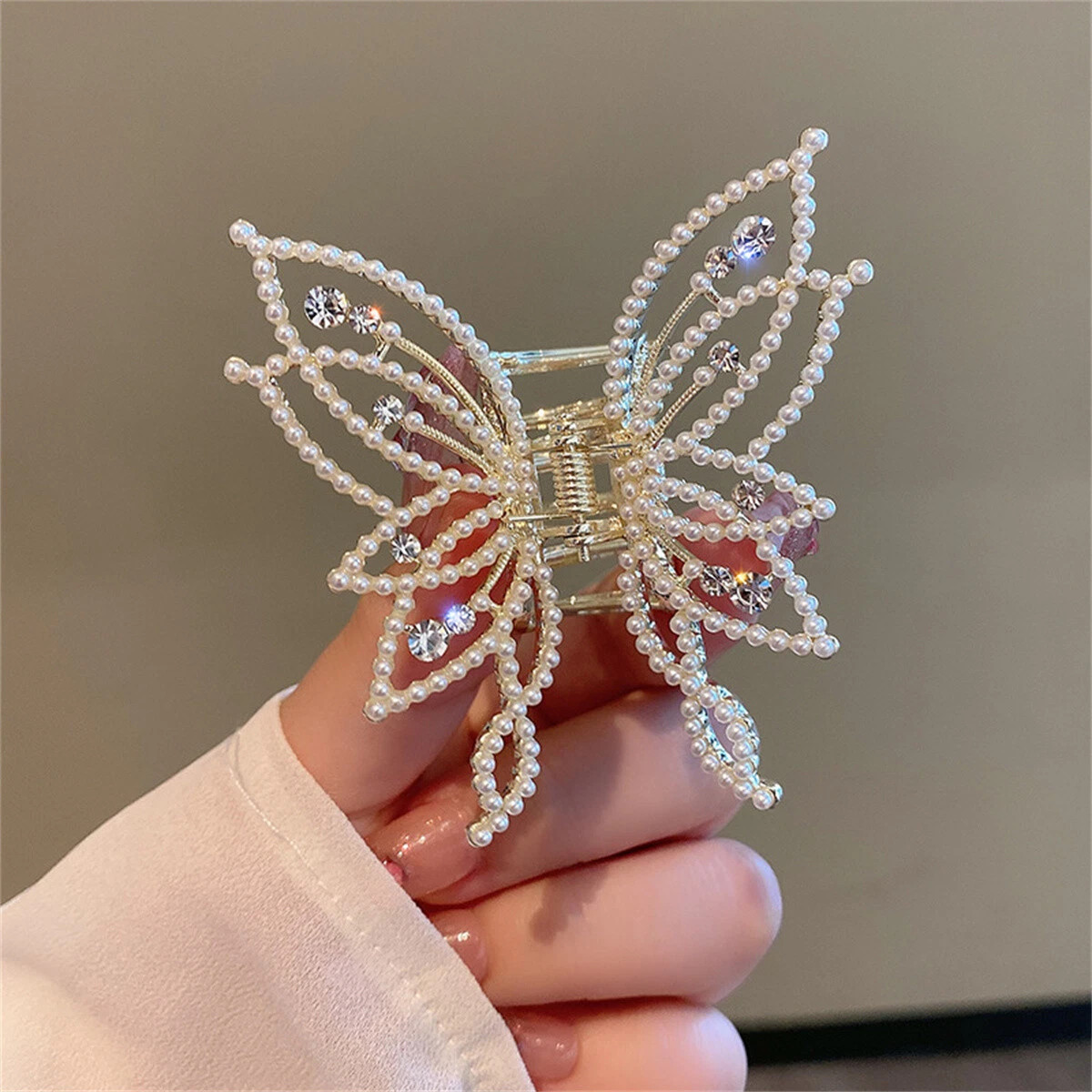 Beaded rhinestone claw hairpin gift for women elegant