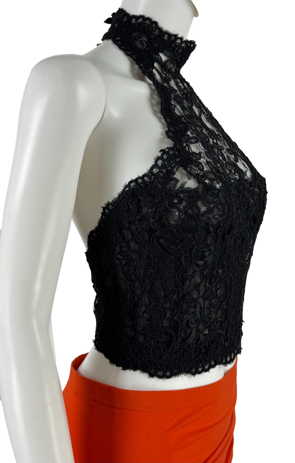 Only Hearts Vintage 36 C US BIack Lace Halter Corset Lingerie Boning Top Auth