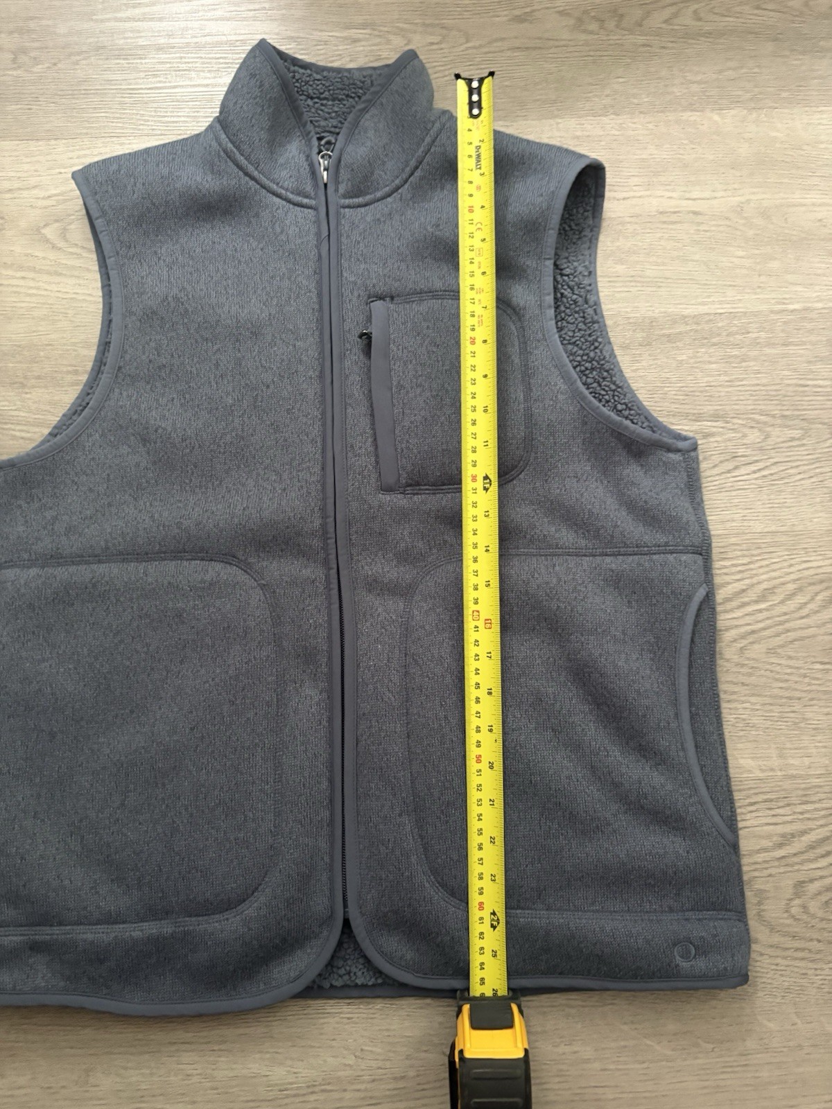 M&S Men’s Blue Sherpa Lined Funnel Neck Fleece Full Zip Gilet Size Medium – VGC