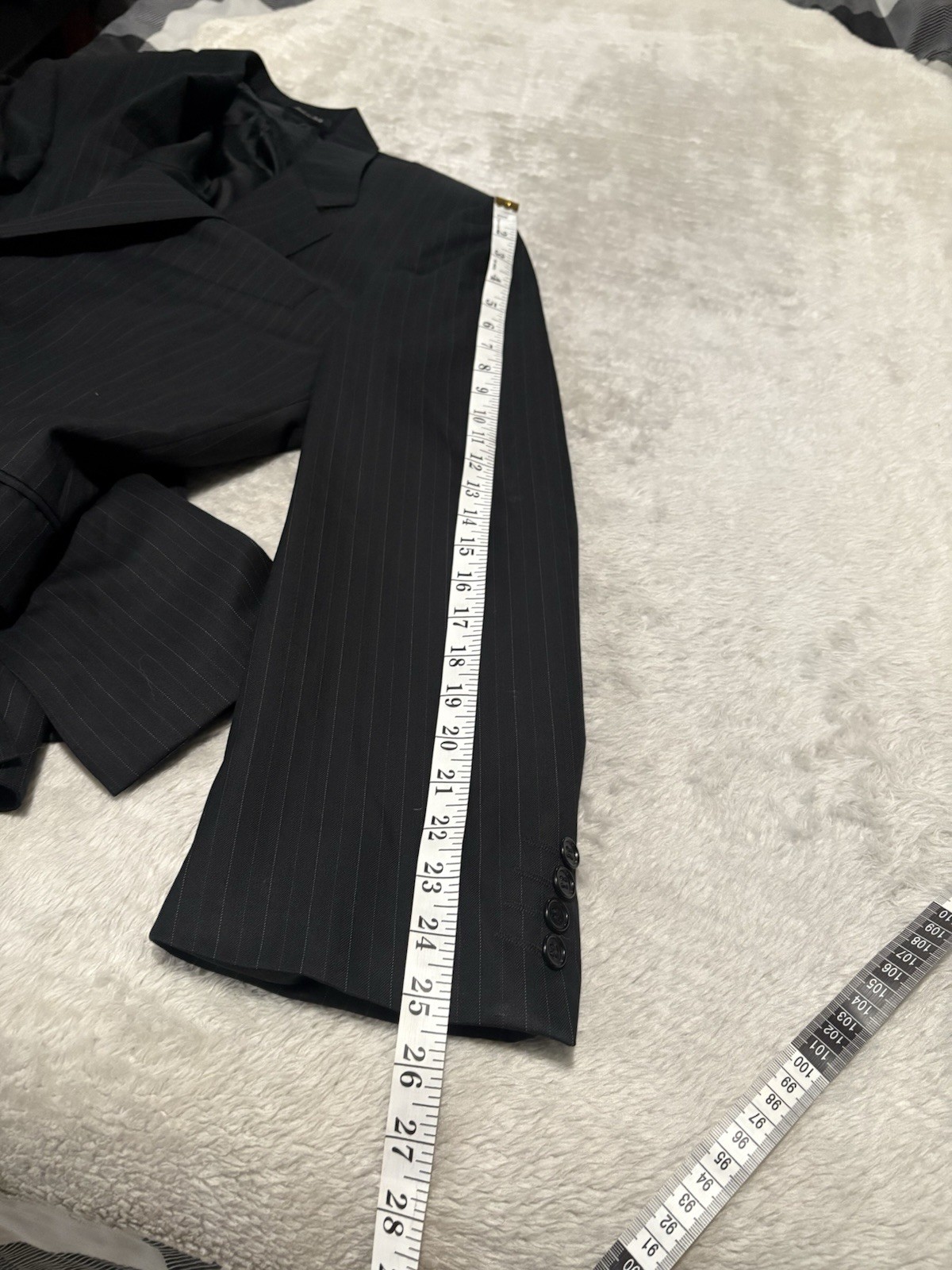 Canali Mens Black Chalk Stripe Wool Sport Blazer Jacket Size 48R EU 58 Italy