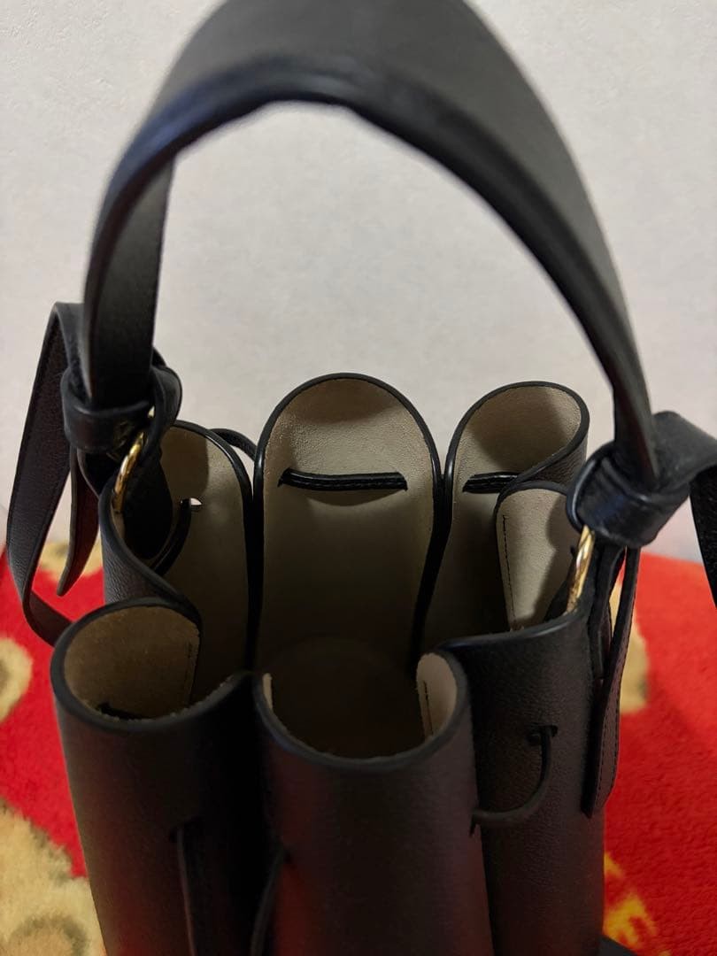 POLENE Black Leather Shoulder Bag from Japan