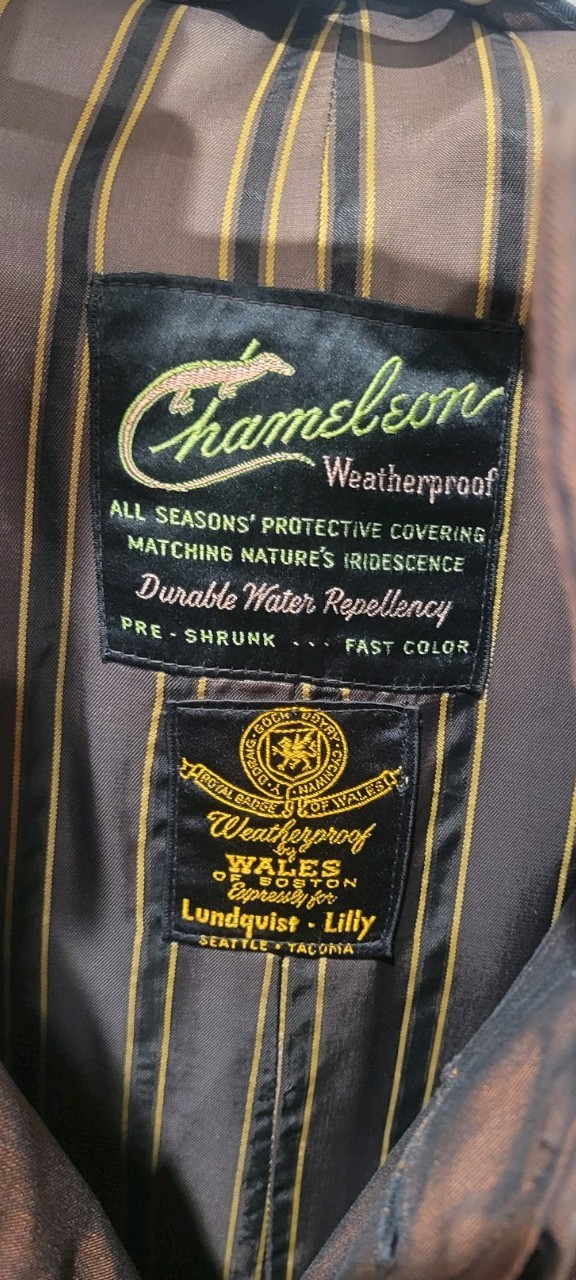 Chameleon Weatherproof Trench Coat Mens Brown Chartreuse Iridescent GOOD VTG