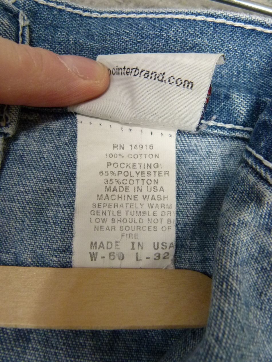 Pointer Brand Mens 60×32 (57×25 Actual) Blue Straight Work Jeans – AS-IS