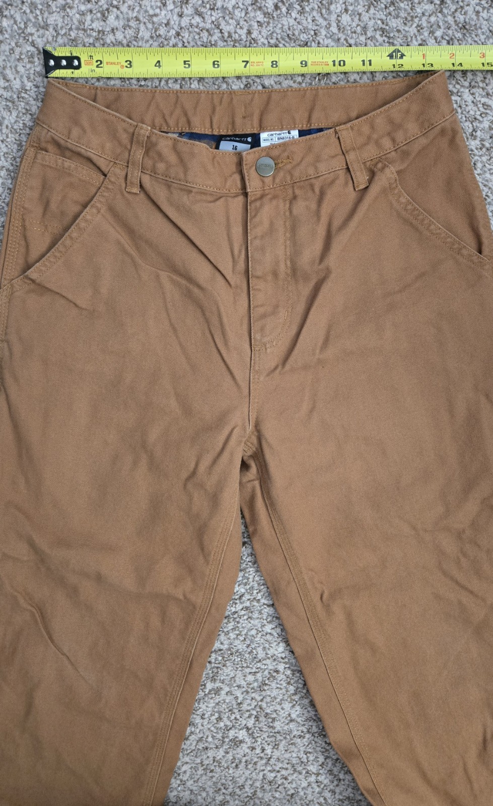 CARHARTT Youth Flannel Lined Canvas Pants Size 16 Inseam 21″ School Outdoors