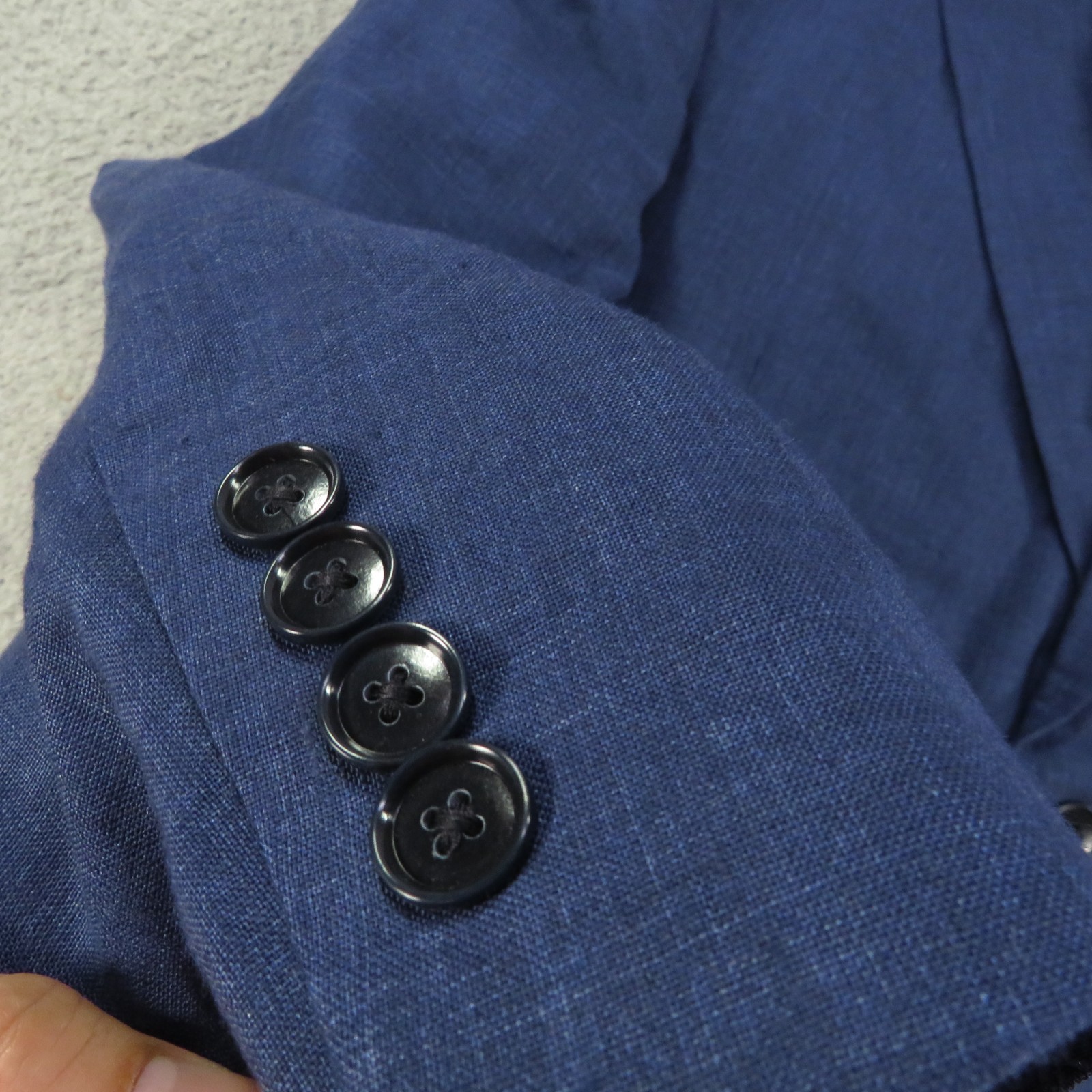 Haspel Blazer 46R 100% Linen Summer Unstructured Blue Sport Coat Jacket 1/2 Line