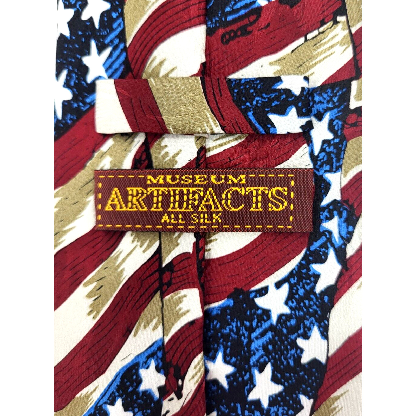 Museum Artifacts Old Glory Patriotic Silk Tie w/Tag 61×3 7/8″ NEW