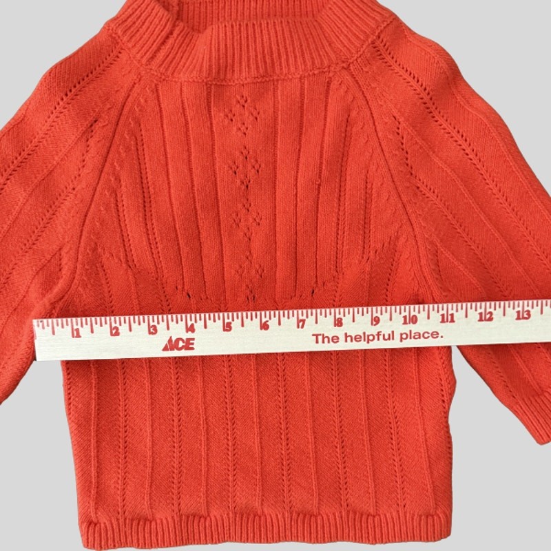 Intimately Free People Orange Pointelle Crop Knit Sweater 3/4 Sleeve XS