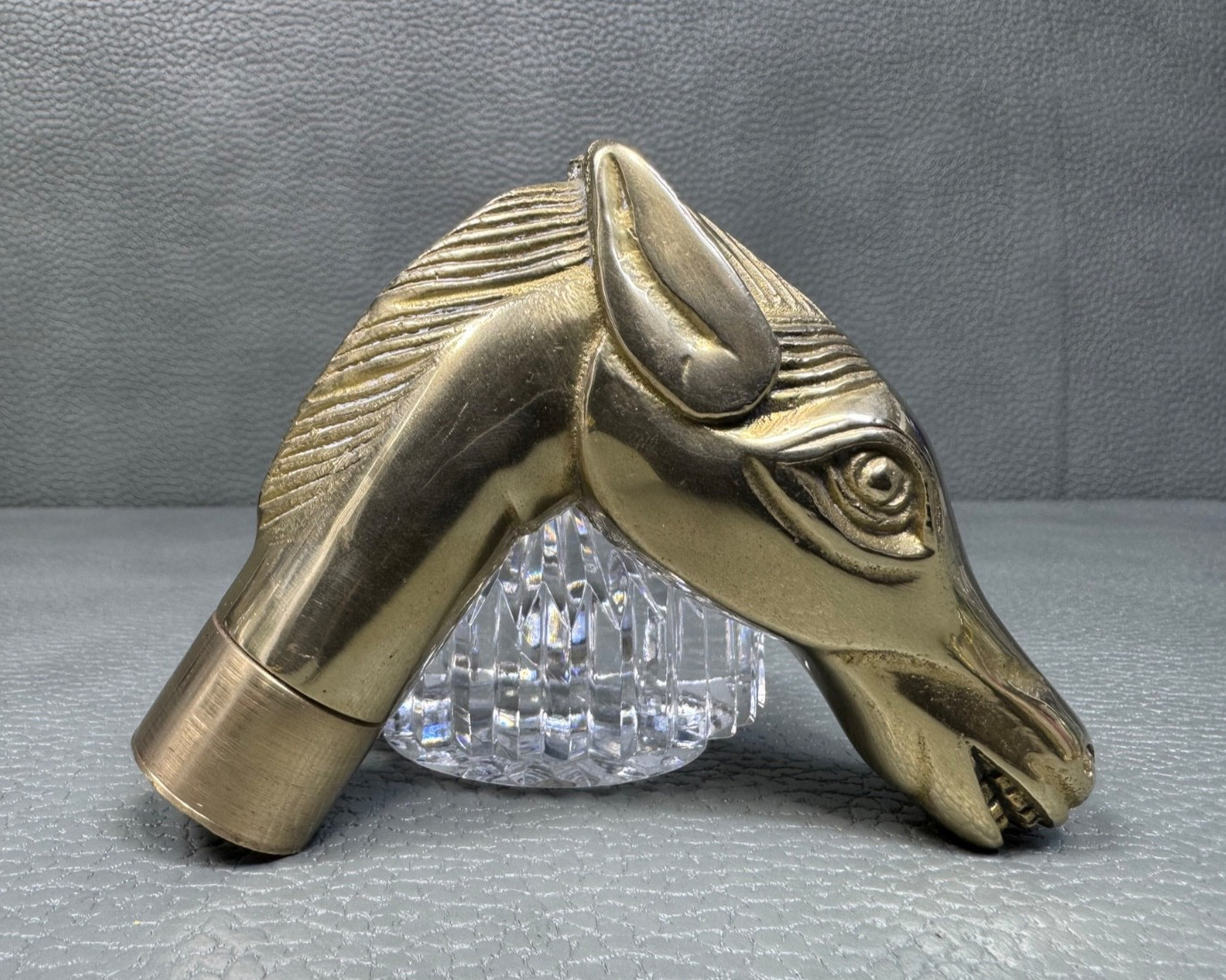 Vintage Solid Brass Horse Head Handle for Walking Stick or Cane Equestrian
