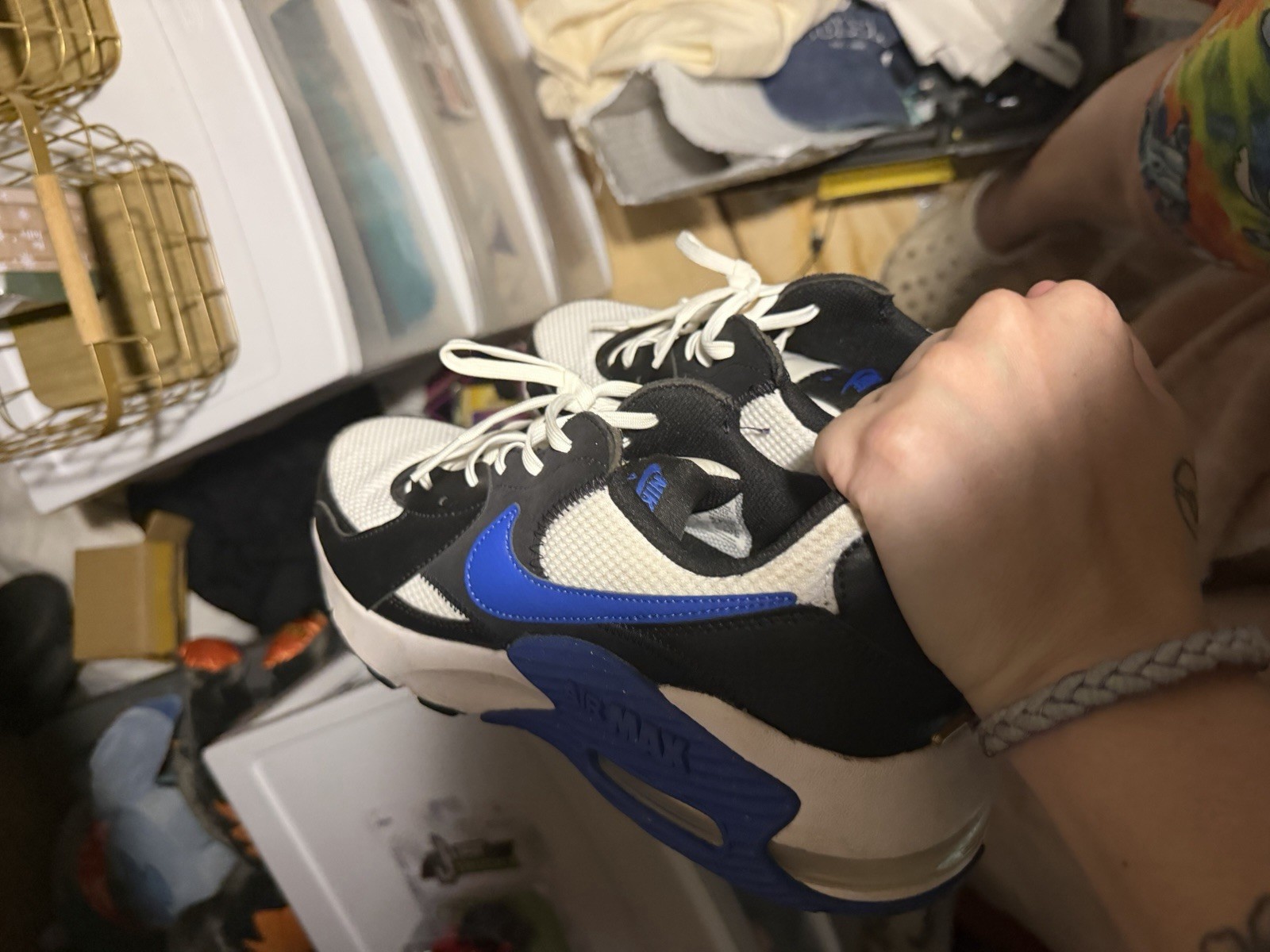 Nike Air Men’s Low Top Athletic Sneakers Lace Up Black White Blue