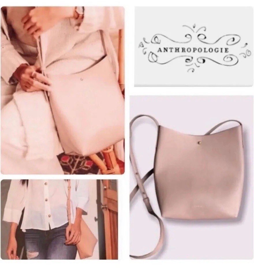 Anthropologie SAMARA Medium Shoulder Bag Crossbody Peony Pink Vegan Leather