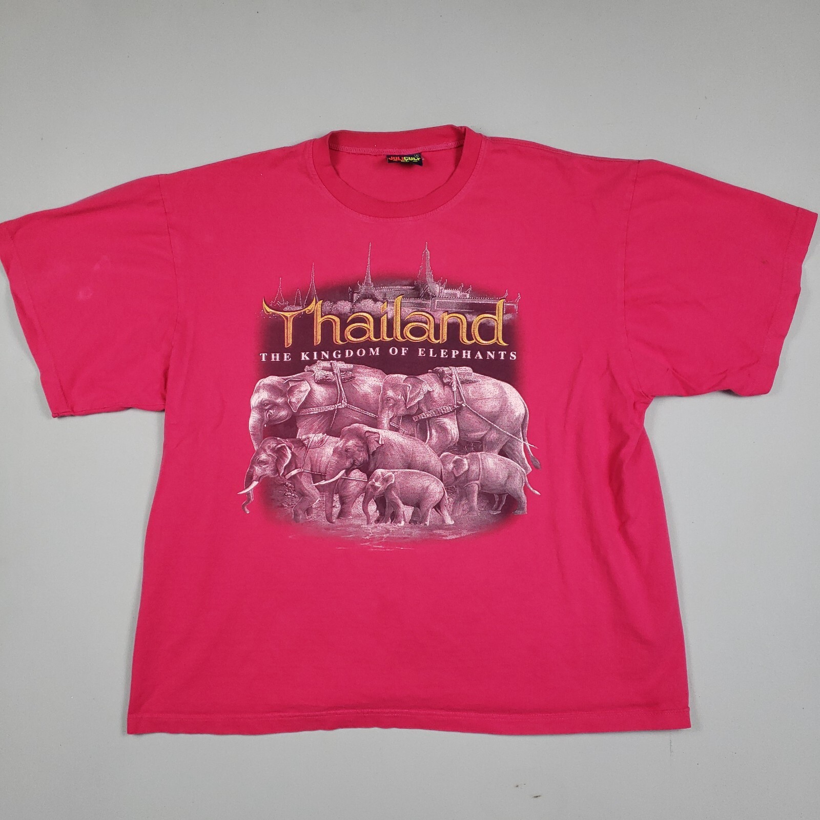 Vintage Thailand Shirt Adult XL Pink Short Sleeve Elephant Graphic Tee