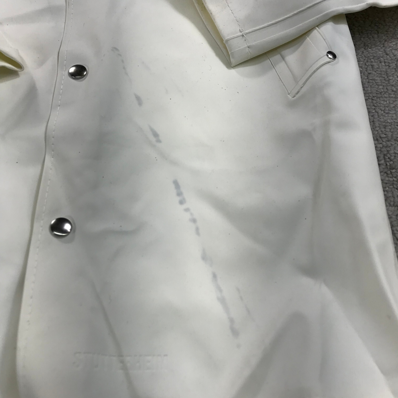 Stutterheim Stockholm Jacket Mens 2XS XXS Hoodie White Rain Coat Heavy Snap