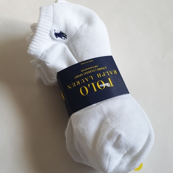 Polo Ralph Lauren 6-pair classic sport socks 6pk low cut socks White Black Navy