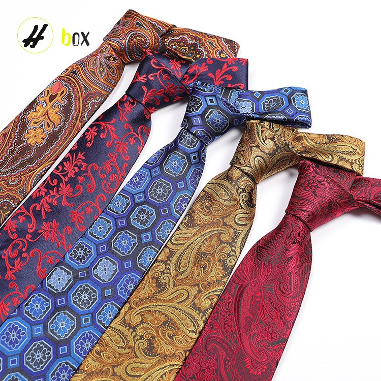 Men’s Business Striped Tie 8cm Paisley Jacquard Floral Necktie Wedding Prom
