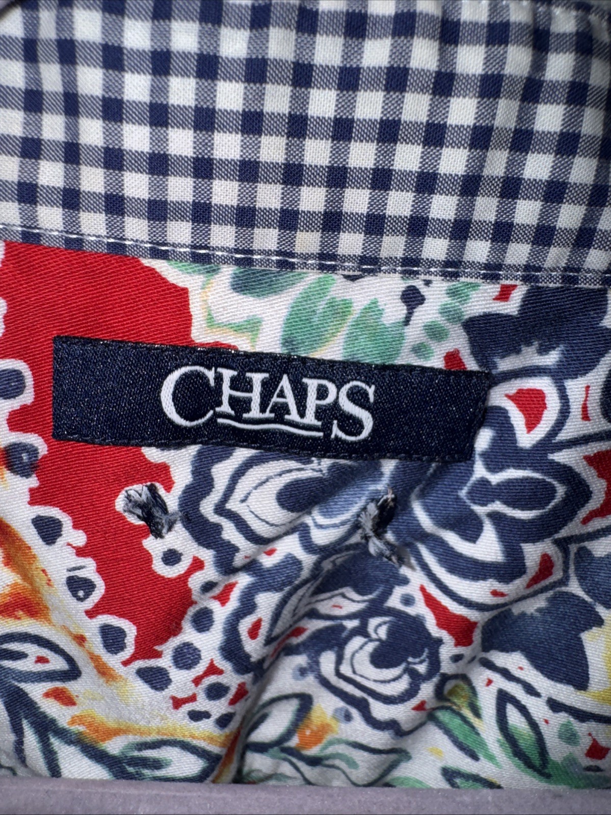 Chaps No Iron Blouse Top Size M Multi Color Paisley 3/4 Sleeve Flip Cuff M 12-14