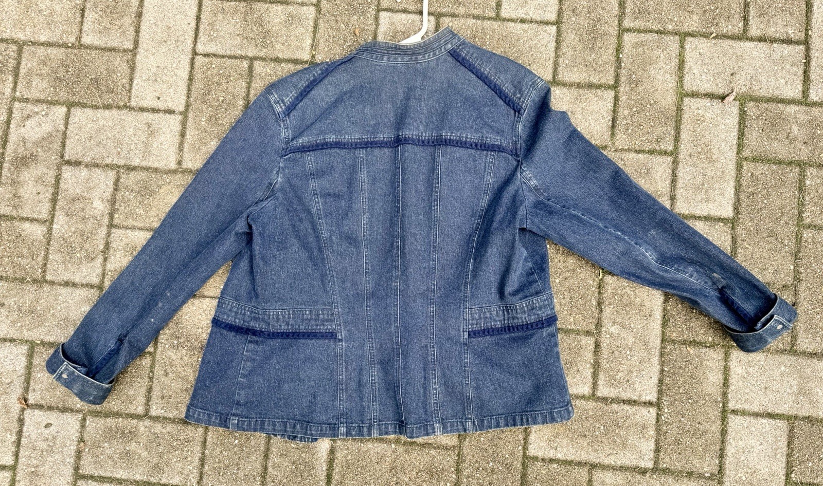 One Resource Women’s Blue Button Front Lined Jacket Pockets Long Sleeve L
