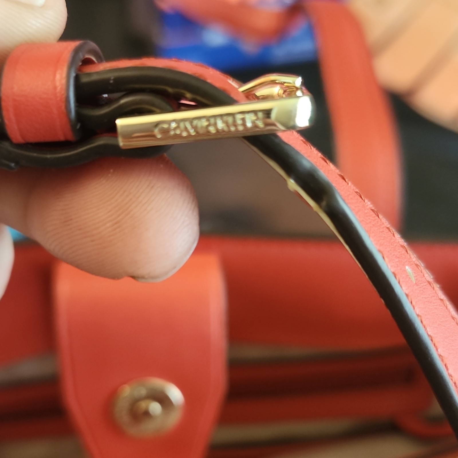 Calvin Klein Red Large Satchel Top Handle Bag Gold Hardware Turn Lock