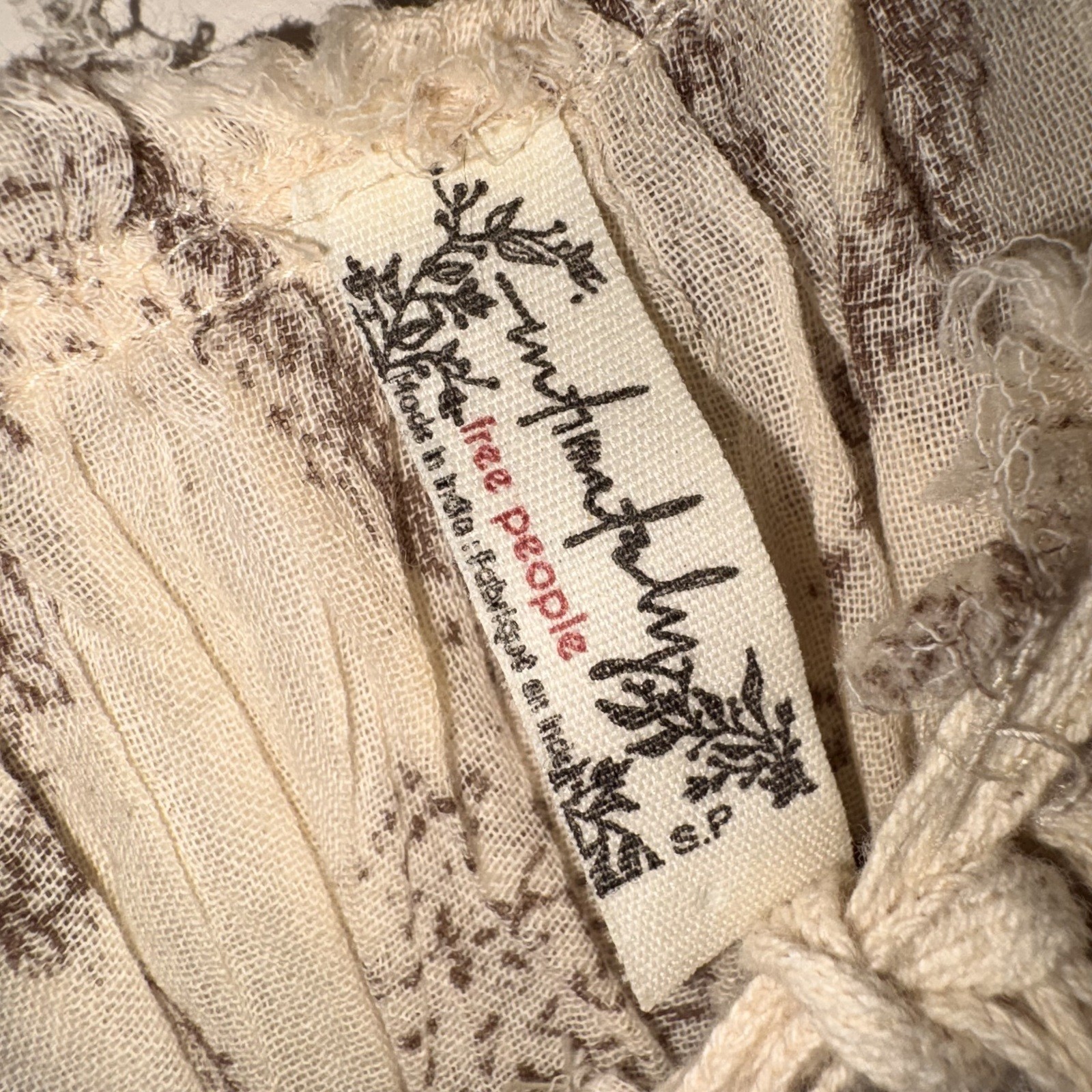 Free People Intimately FP Sundown Nightie Size S/P Small Cream Brown Floral