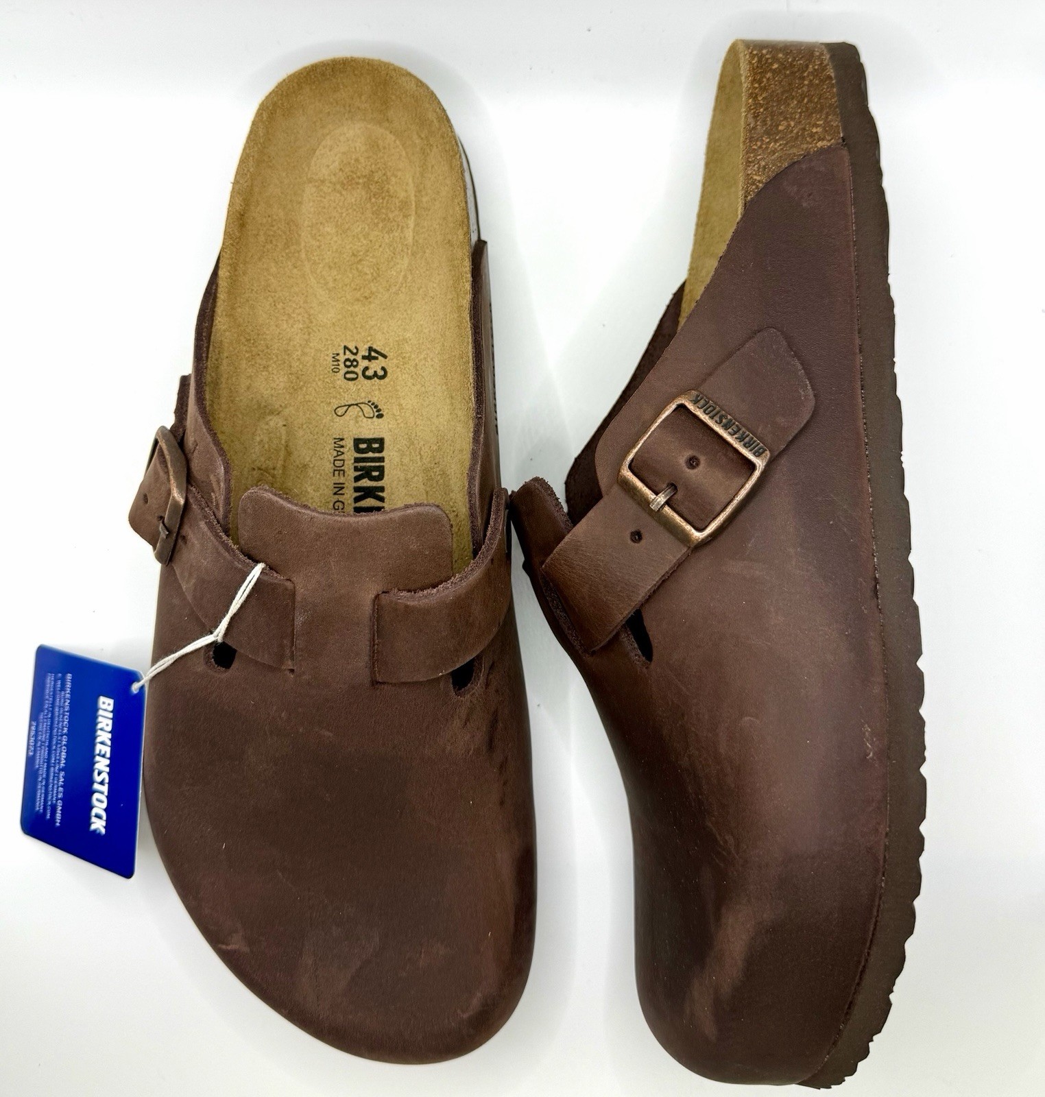 Birkenstock Boston BS Habana Brown Leather Clog Sandals EU 43 US 10 MPN 860131