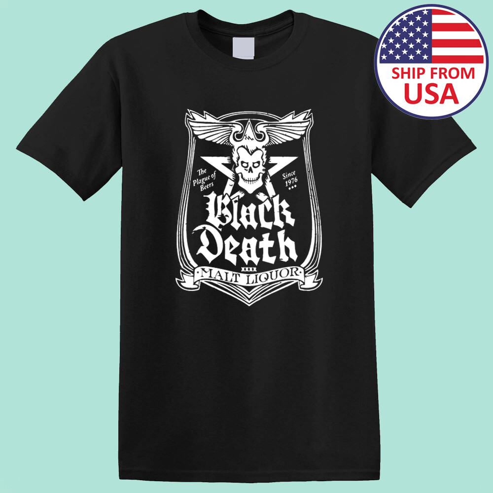 Black Death Malt Liquor WKRP in Cincinnati Men’s Black T-Shirt Size S-5XL