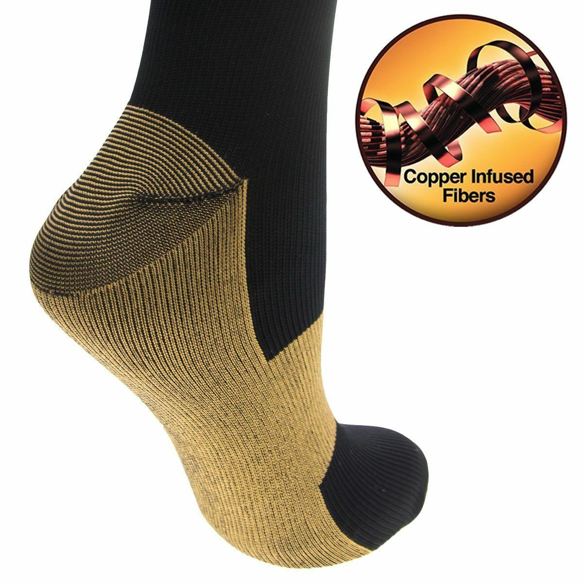 Copper Compression Socks 20-30mmHg Graduated Support Men’s Women’s S-XXL 10 Pair