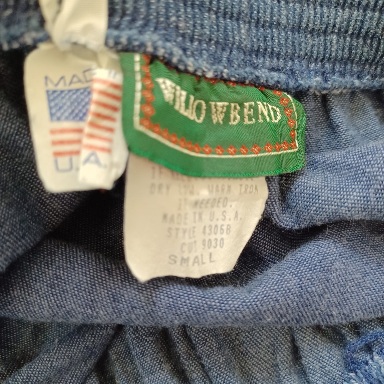 Willowbend Blue Denim Tiered Maxi Skirt Elastic Waist Made in USA Vintage Small