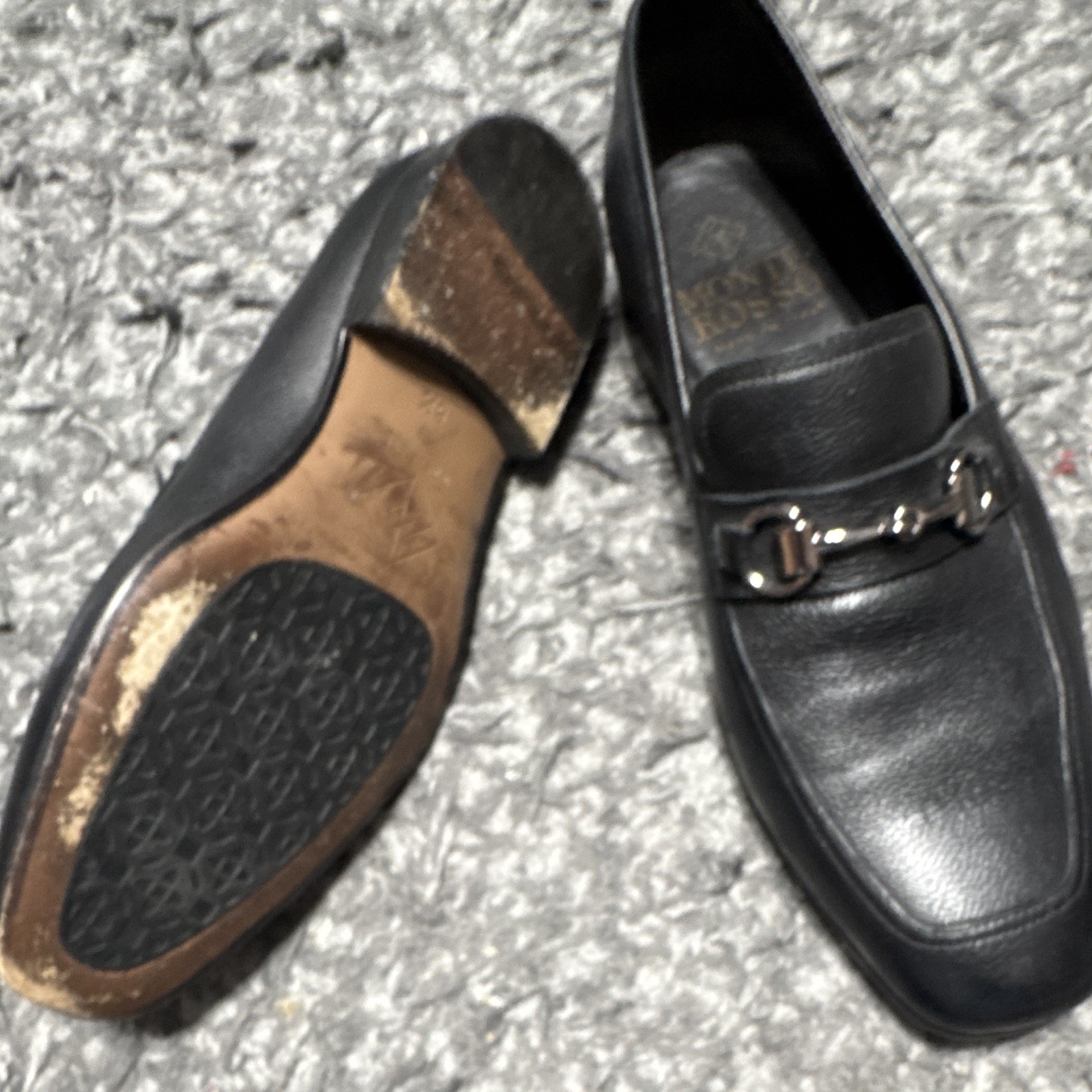 Monte Rosso Men’s Black Leather Slip-On Square Toe Dress Loafers US 8.5