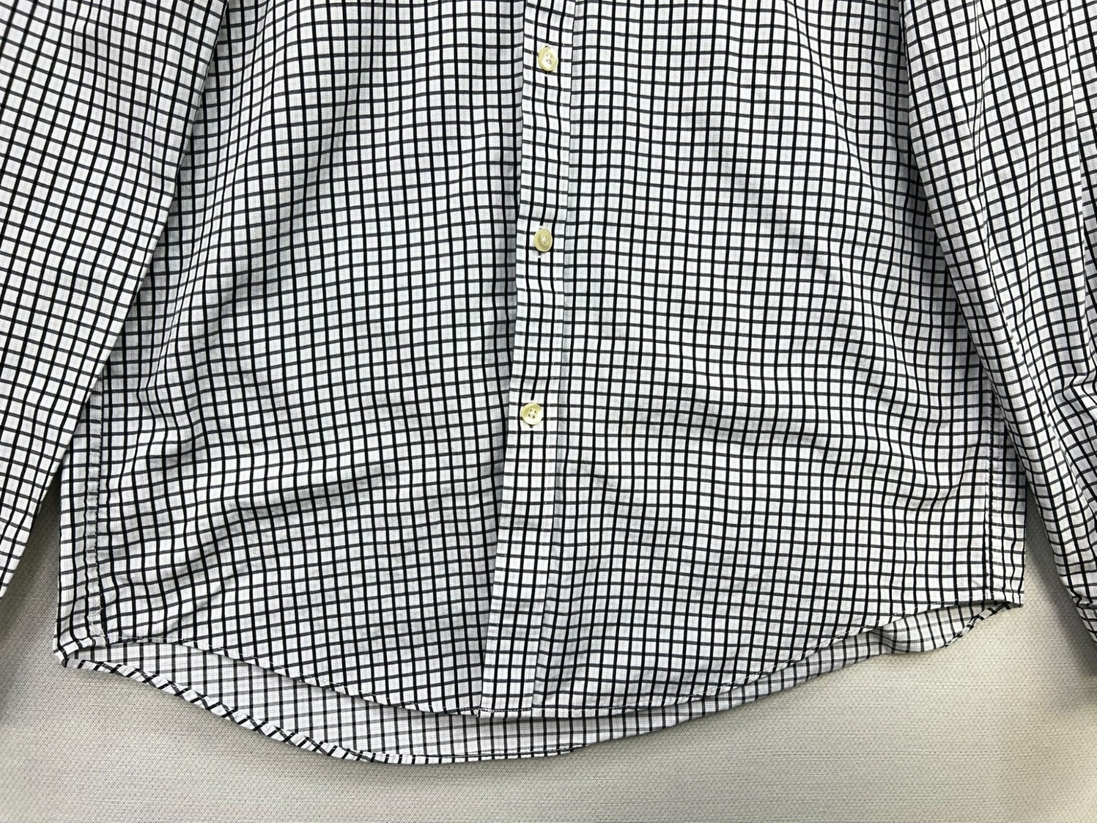 Michael Kors Mens Slim Fit Button-Up Shirt Long Sleeve M 15.5 White Black Check