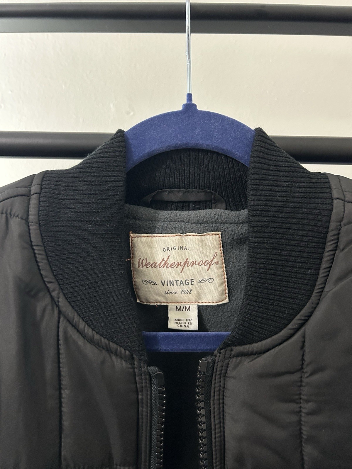 Weatherproof Men’s Black Quilted Puffer Vest Full Zip Stand-Up Collar M