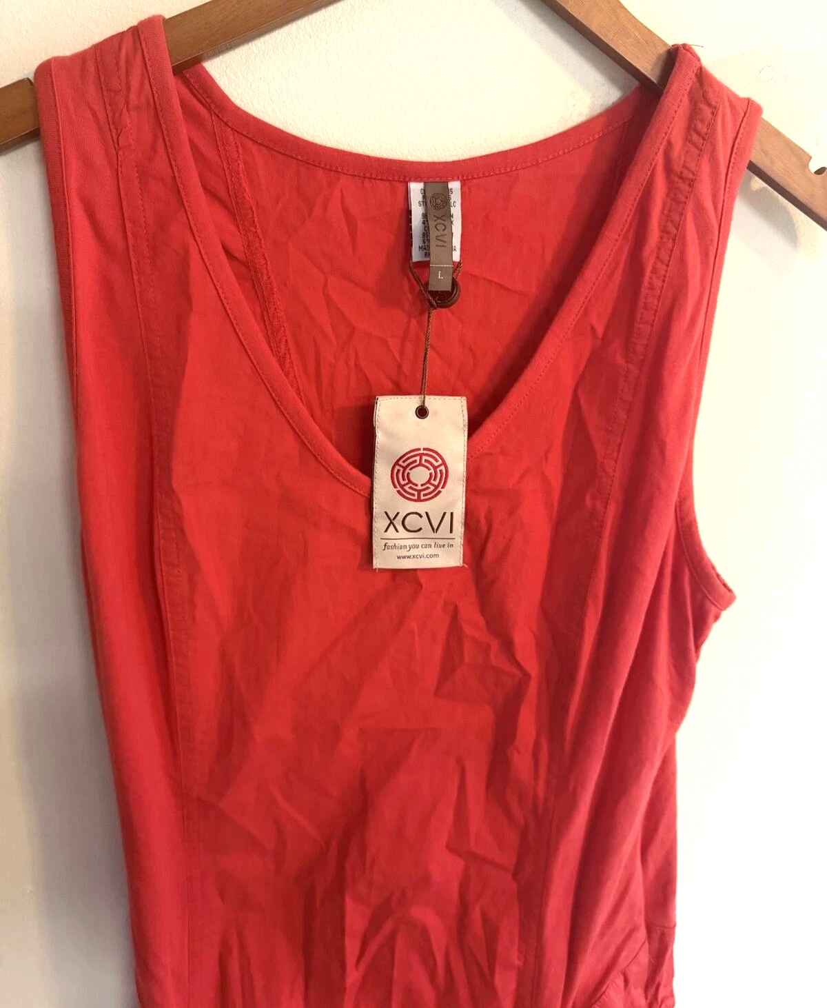 XCVI Sleeveless Tunic Ruched Midi Bubble Cotton Parachute Dress 3135 sz L New