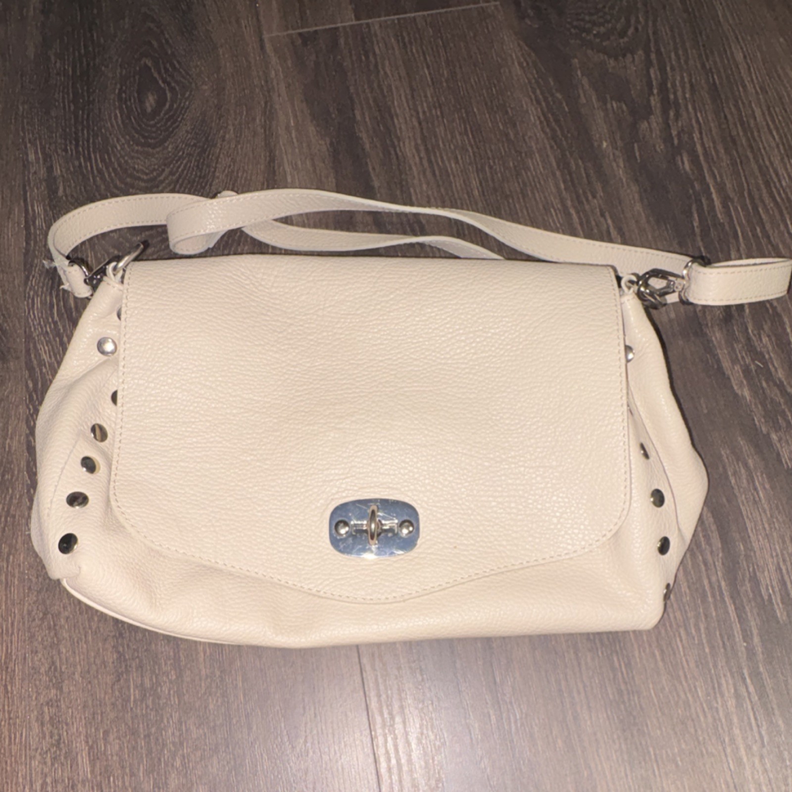 Zanellato Postina Pebbled Shoulder Bag Grommet Accents Turn Lock Women