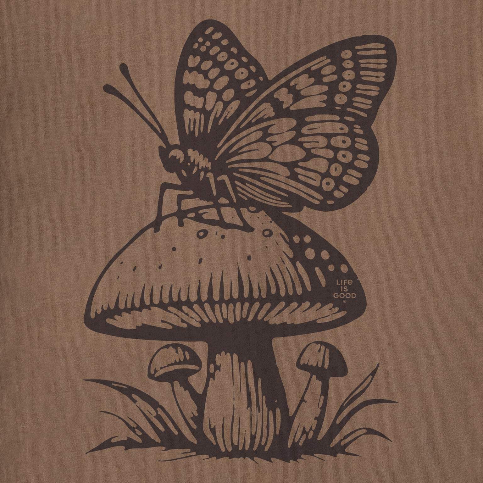 Life is Good 153538 – Women’s Mushy Butterfly Short Sleeve Crusher Tee – Mushroo