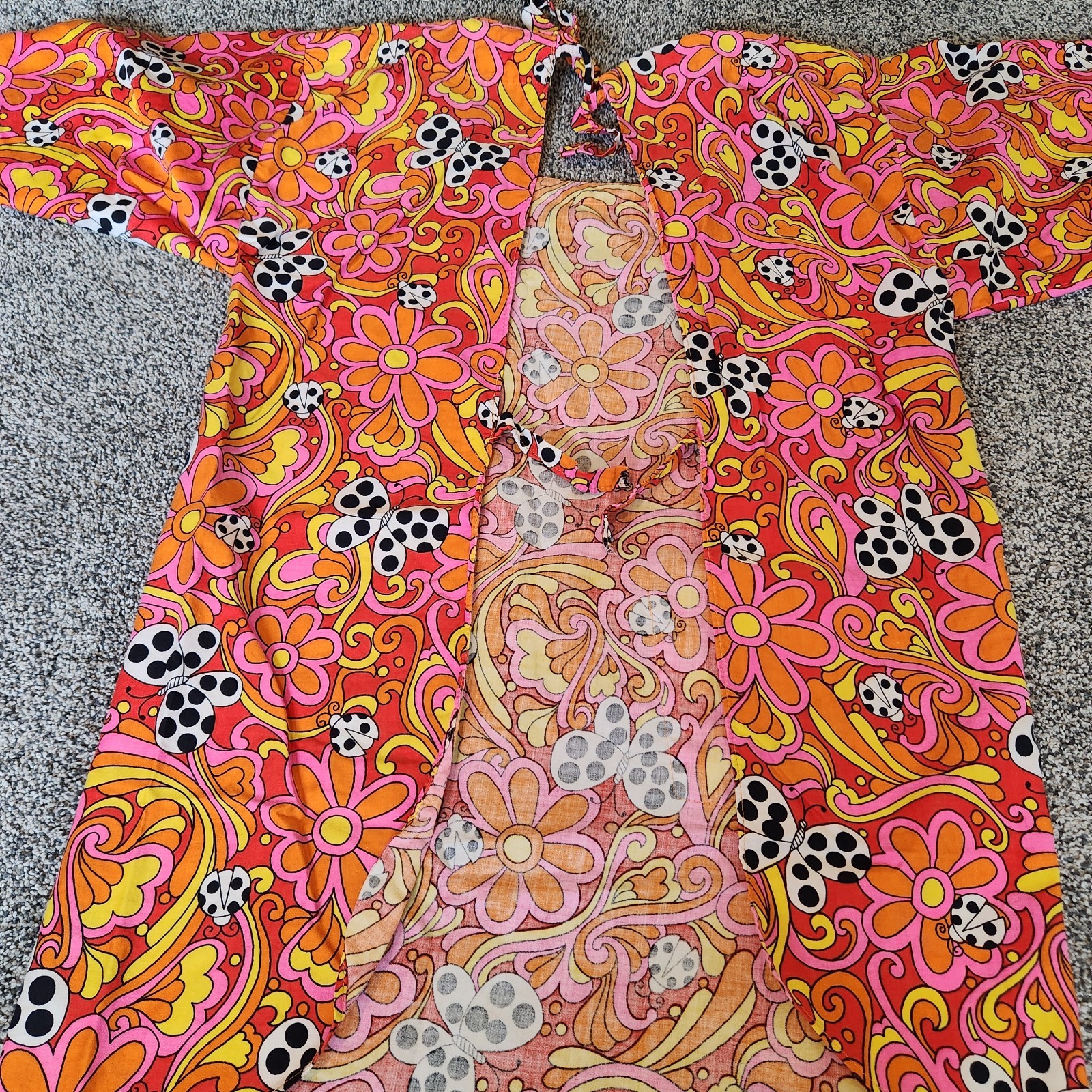 Vtg 60s Psychedelic DESIGN HOUSE Artist MCM Smock Apron MOD Flower Power Ladybug