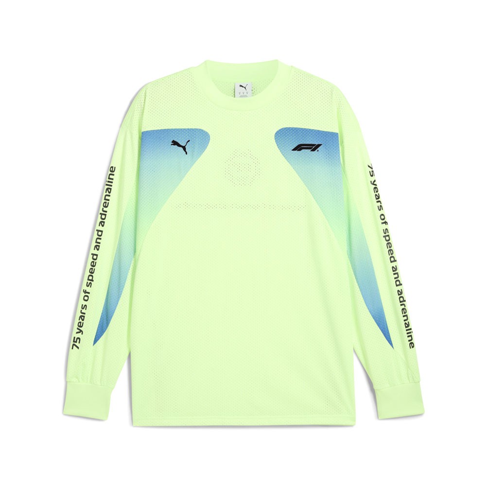 PUMA F1 Oversized Crew Neck Long Sleeve Pullover Shirt Mens Green Casual Tops 63