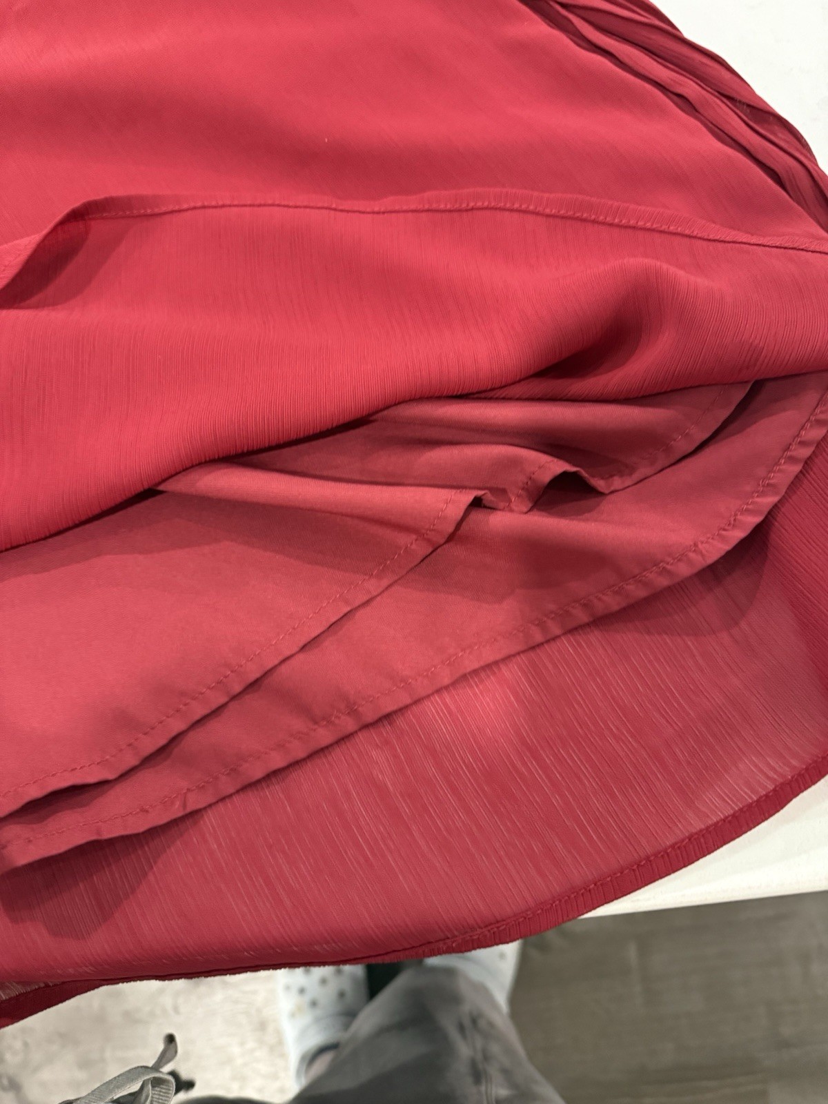 Aifer Top Womens M Cranberry Red Pleated Balloon Sleeves Dainty Flowy Lined EUC
