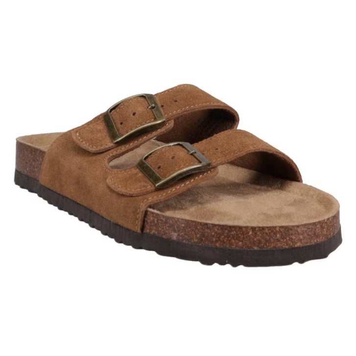 Khombu Womens Cork Footbed Buckle Slide Sandals Brown Size 7 NWT