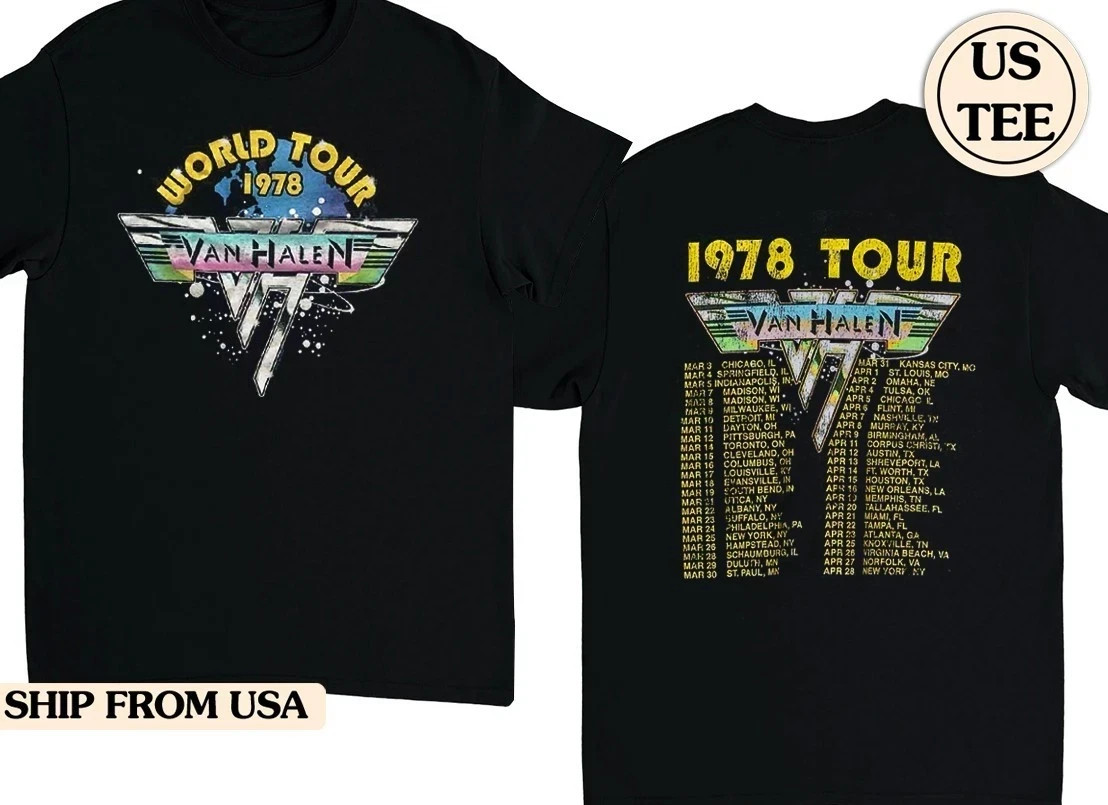 Vintage Van Halen World Tour 1978 Double Sided T-Shirt S-5XL