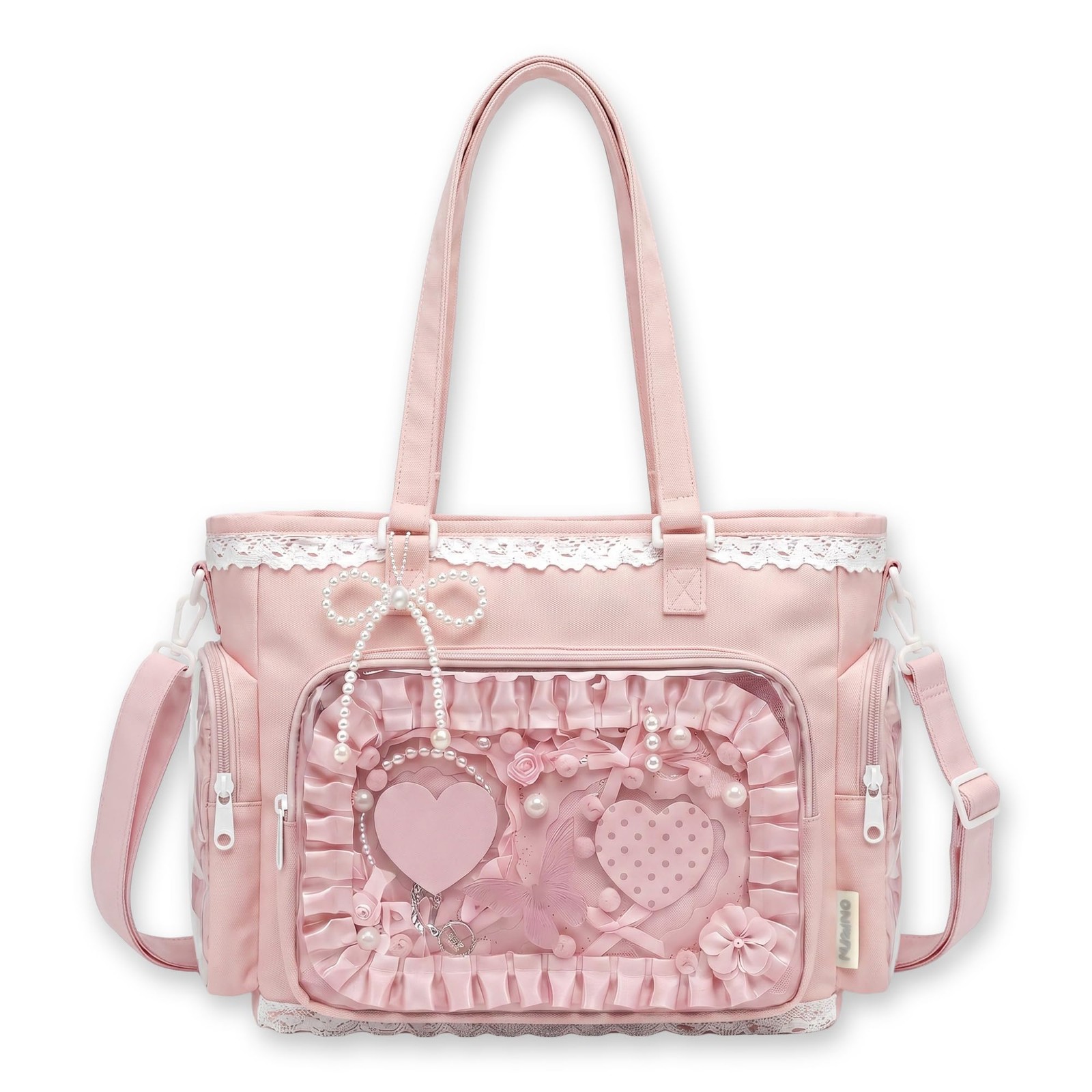 SUSTRALO Kawaii Ita Tote Crossbody Bag with Insert 14 x 10.2 x 4.7 inch, Pink