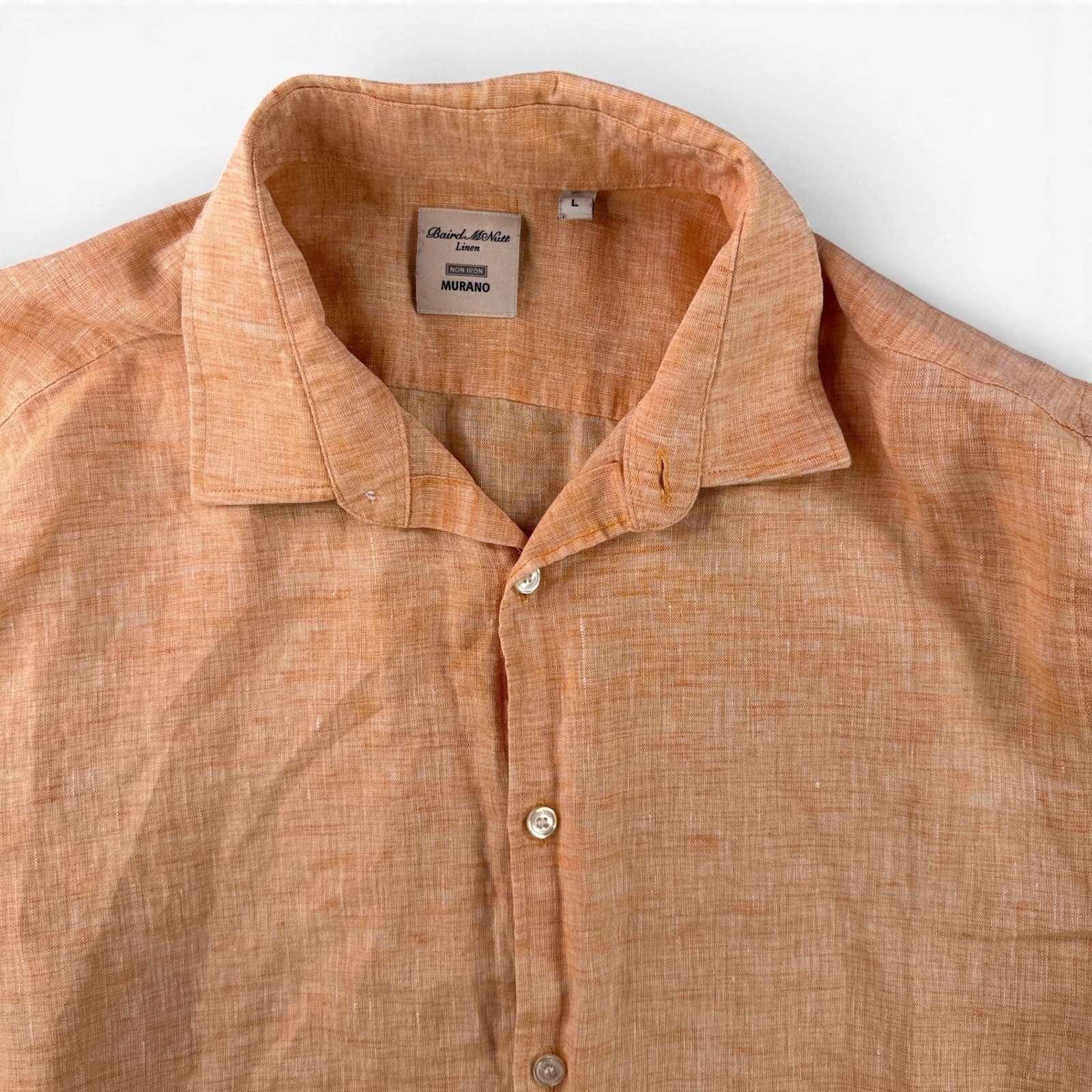 Murano Baird McNutt Linen Button Down Shirt Mens Large Orange Non Iron