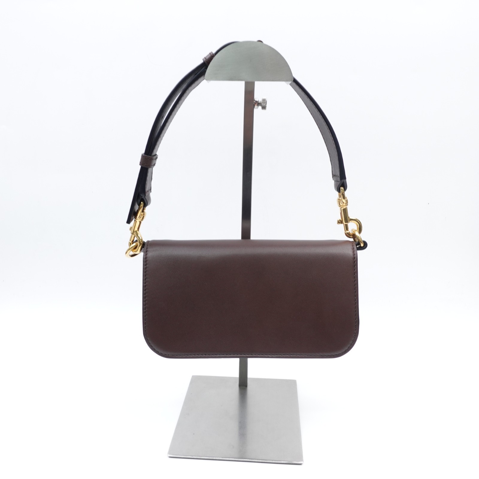 Valentino Super Vee Coffee Leather Shoulder Bag T10336919
