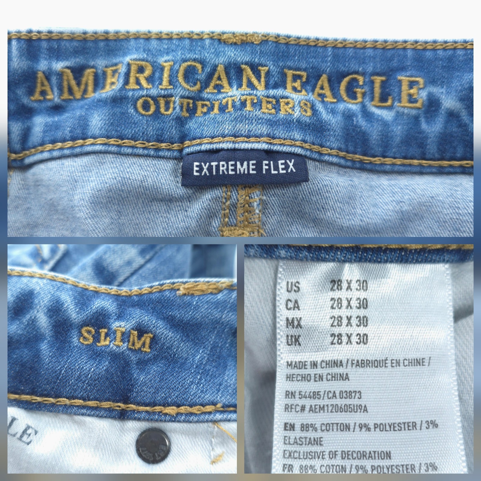American Eagle Jeans Slim Mens 28×30 Distressed Indie Sleaze Hipster Soft Grunge