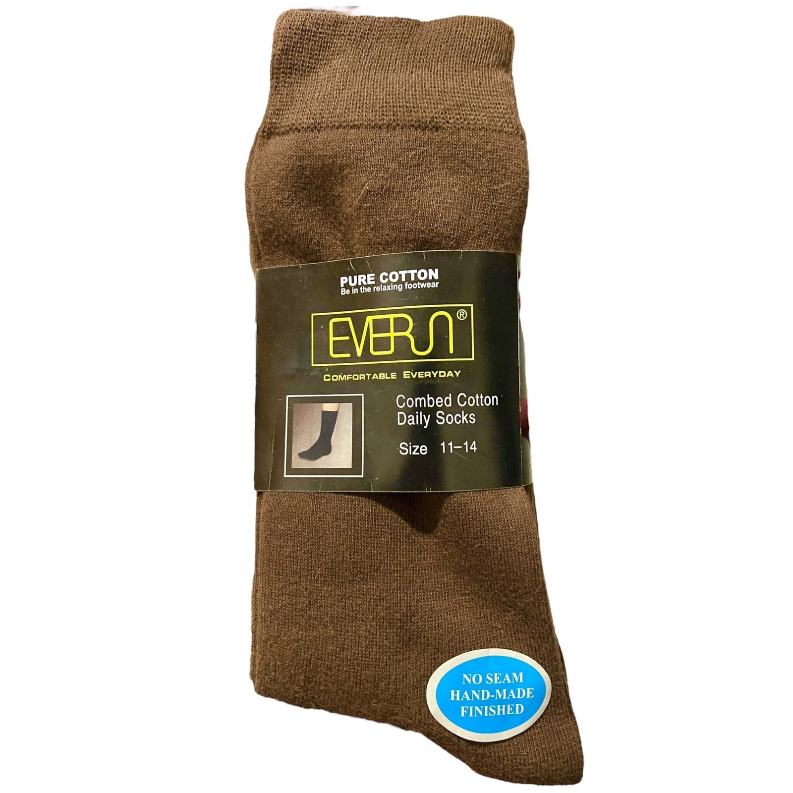 3Prs No Seam Pure Cotton Crew Socks Solid Quality Work Office School Casual