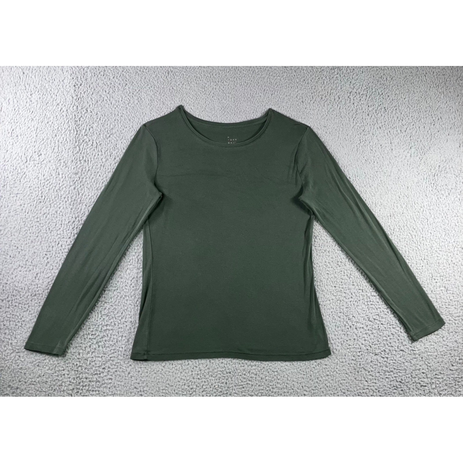 Basic L/S Top L Olive Green Solid Layering Earthy Neutral Pima Cotton Modal