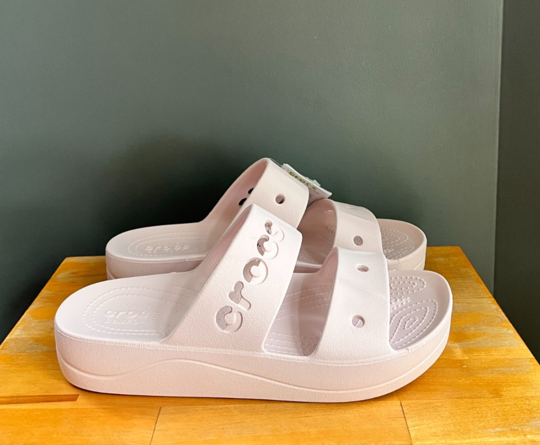 Crocs Women Barely Pink Baya Platform Sandals Slides US 7, 8, 9 NWT