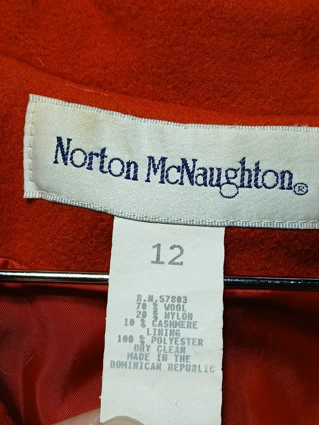 Norton McNaughton Jacket Size 12 Wool/Cashmere Full Zip Burnt Orange Soft A-Line