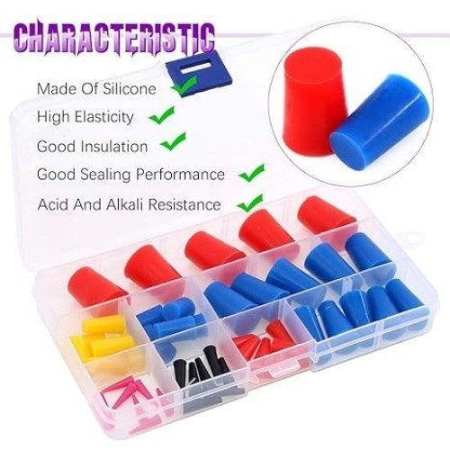 50Pcs High Temp Silicone Rubber Protective Tapered Plug As Number of Items: 50